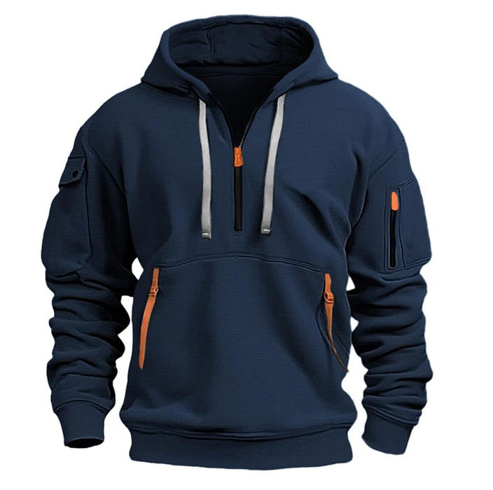 Heren hoodie met rits en capuchon – Casual outdoor sweatshirt