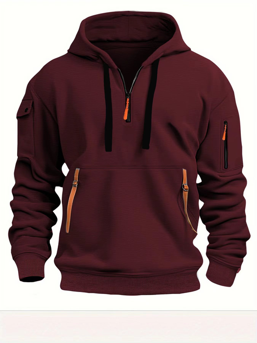 Heren hoodie met rits en capuchon – Casual outdoor sweatshirt