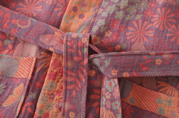Dames Kimono Badjas – Botanisch Patroon van Organisch Katoen