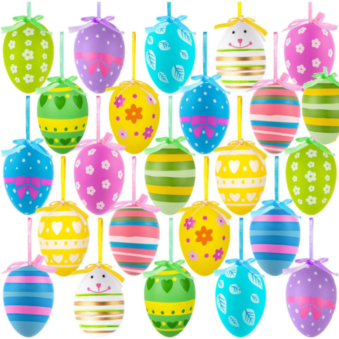 24 Stykker Farverige Påskeæg – Perfekt til Påskedekorationer og Forårsfester