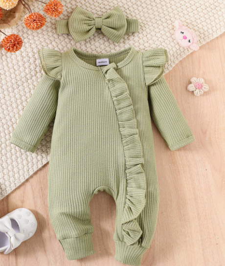 Sofie Ruffle Babypak – Zachte Jumpsuit met Speelse Details