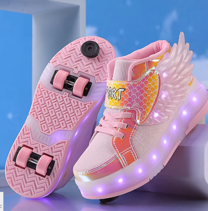 Baskets à roulettes lumineuses avec ailes – Rechargeable par USB pour filles et adolescentes