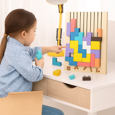 Kinder Houten Tetris Puzzel – Leerzaam en Creatief