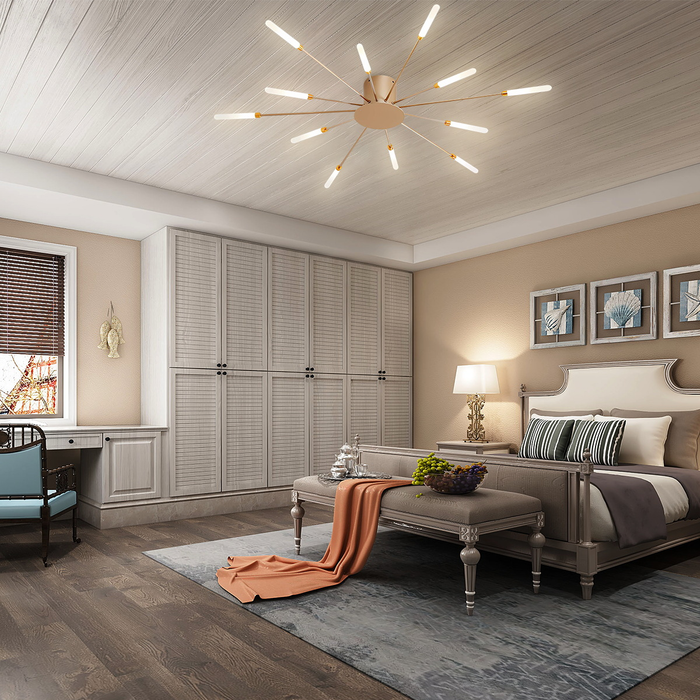 Lampada da soffitto moderna con più bracci luminosi per un'illuminazione potente e di stile