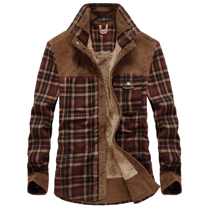 Robuuste Heren Flaneljas met Imitatiebontvoering – Warm, Slijtvast en Beschermend