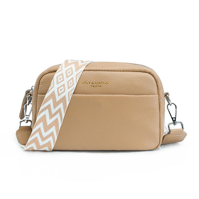 Echte Leren Crossbody Tas – Praktisch en Trendy met Gitaar Schouderband