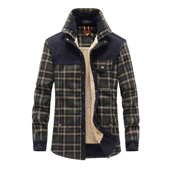 Robuuste Heren Flaneljas met Imitatiebontvoering – Warm, Slijtvast en Beschermend