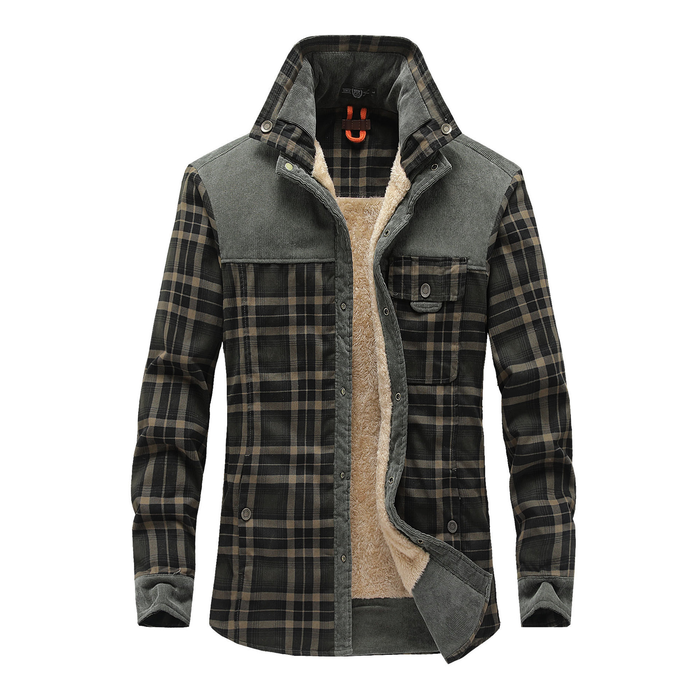 Robuuste Heren Flaneljas met Imitatiebontvoering – Warm, Slijtvast en Beschermend