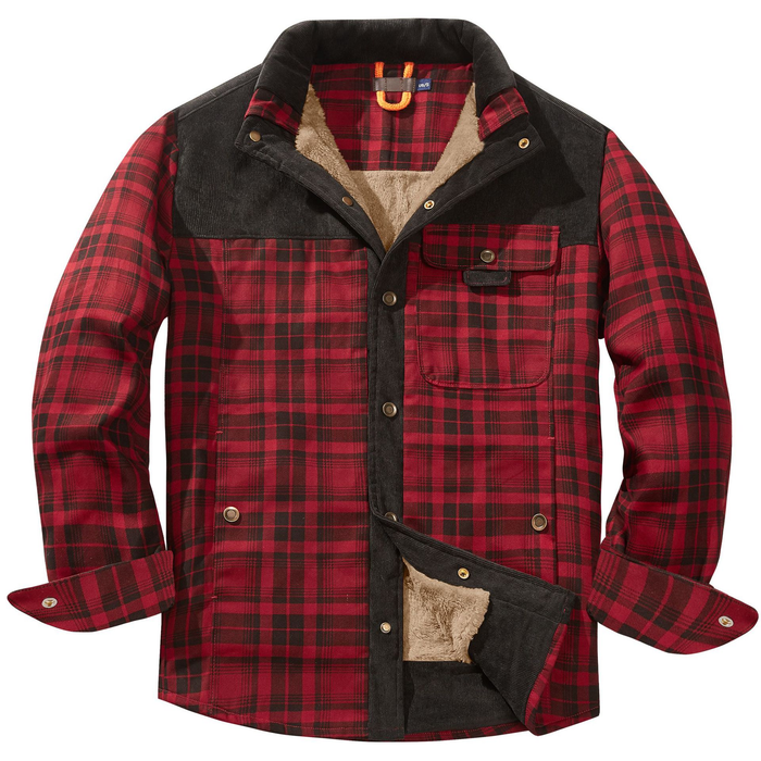 Robuuste Heren Flaneljas met Imitatiebontvoering – Warm, Slijtvast en Beschermend