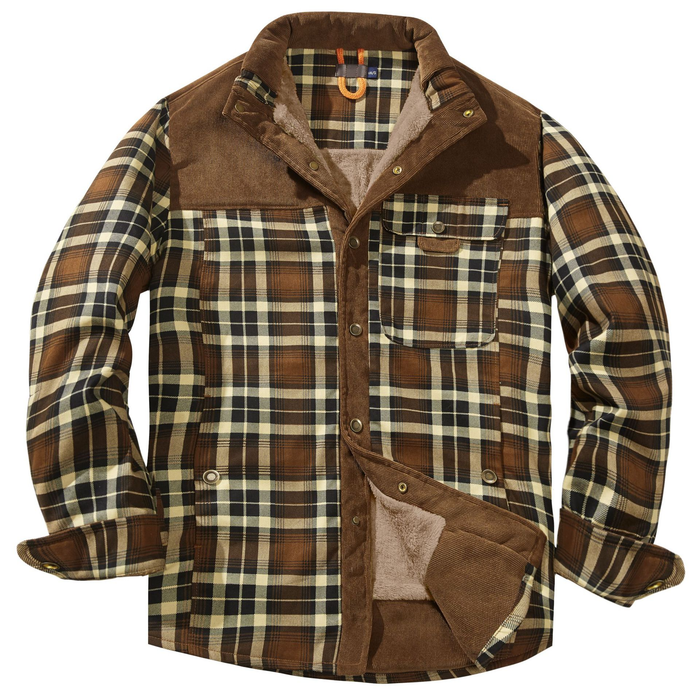 Robuuste Heren Flaneljas met Imitatiebontvoering – Warm, Slijtvast en Beschermend