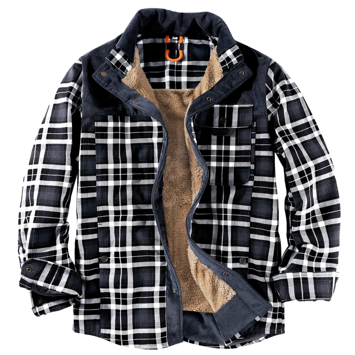 Robuuste Heren Flaneljas met Imitatiebontvoering – Warm, Slijtvast en Beschermend