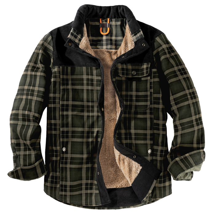 Robuuste Heren Flaneljas met Imitatiebontvoering – Warm, Slijtvast en Beschermend