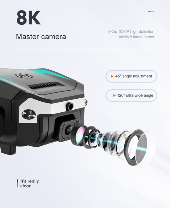 Taitettava 8K-drone kaksoiskameralla ja esteentunnistuksella