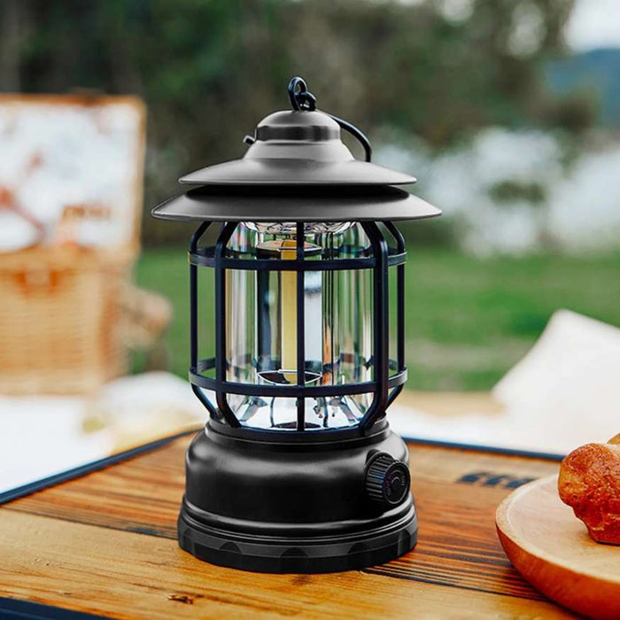 Oplaadbare Camping Lantaarn met Dimbare LED en Vintage Design