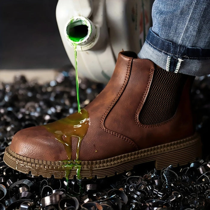 Vandtætte sikkerhedssko herre med ståltå - Skridsikre arbejdssko til byggeri og industri