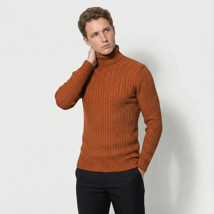 Pull col roulé torsadé pour homme – Confort chaud et élégance intemporelle