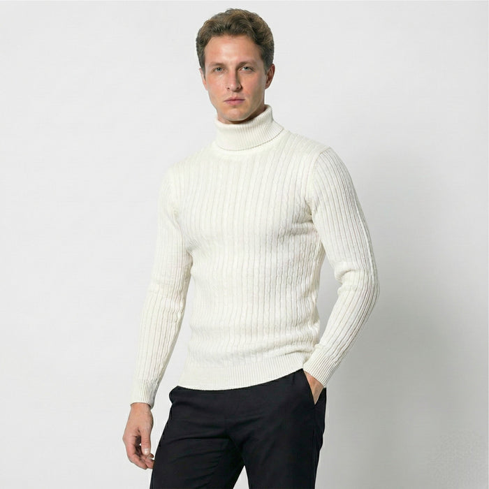Pull col roulé torsadé pour homme – Confort chaud et élégance intemporelle