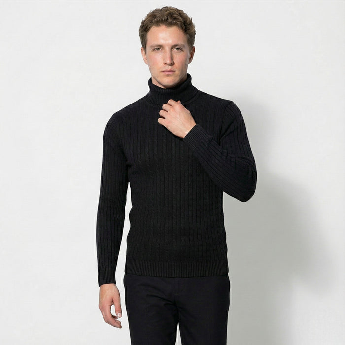 Pull col roulé torsadé pour homme – Confort chaud et élégance intemporelle