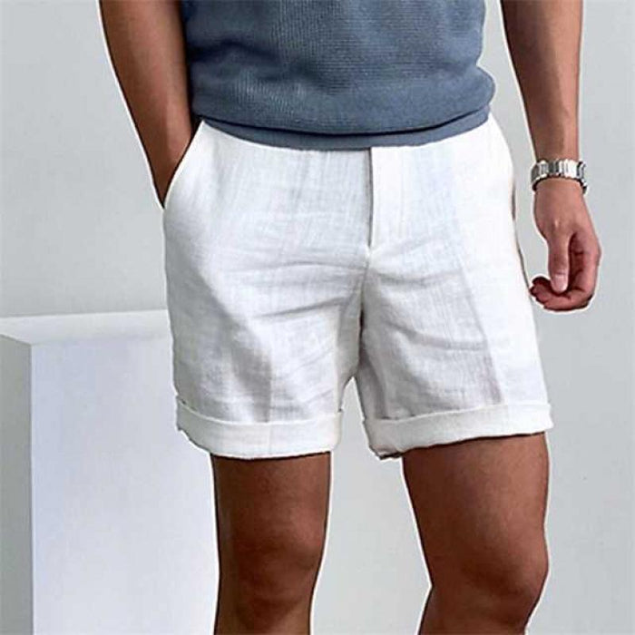 Heren Strandshort van Linnen met Elastische Taille en Comfortabele Pasvorm