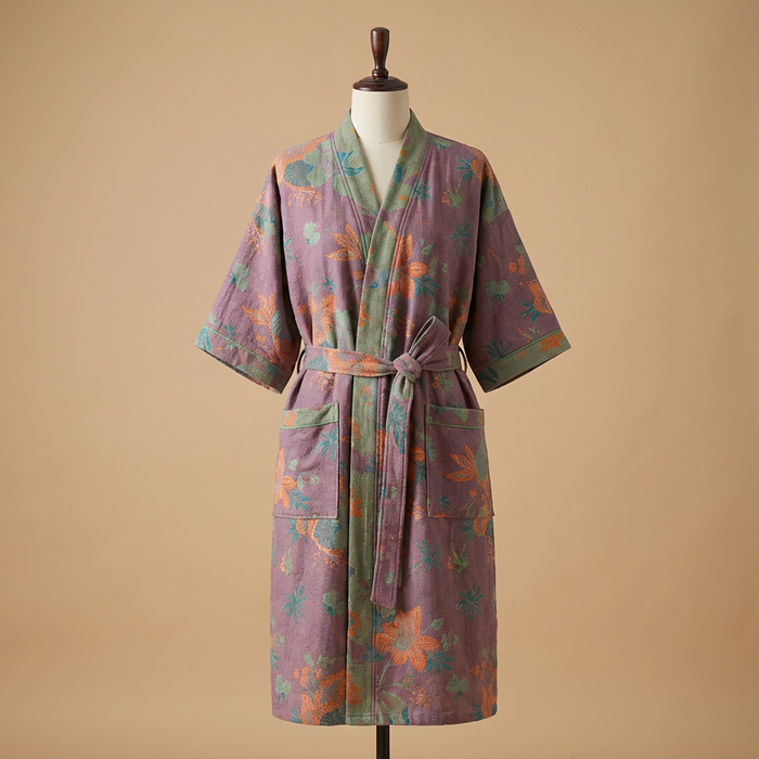 Kimono da Donna – Motivo Botanico in Cotone Organico