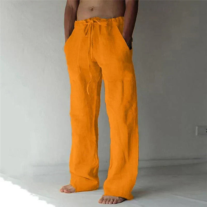 Linnen Broek Heren met Baggy Pasvorm en Elastische Taille