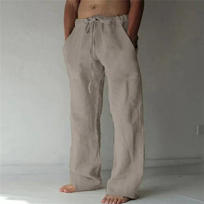 Linnen Broek Heren met Baggy Pasvorm en Elastische Taille