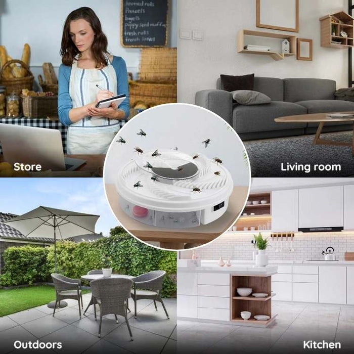 Sähköinen kärpäsloukku hiljaisella pyörivällä järjestelmällä sisä- ja ulkokäyttöön