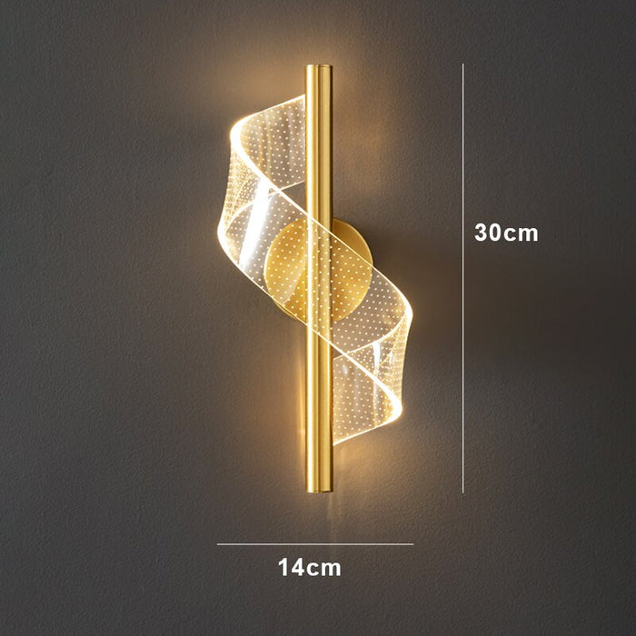 Moderni LED-seinävalaisin aaltoilevalla designilla ja säädettävillä valoväreillä