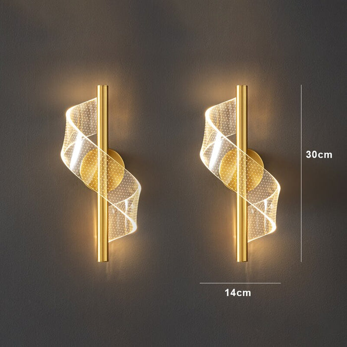 Moderni LED-seinävalaisin aaltoilevalla designilla ja säädettävillä valoväreillä