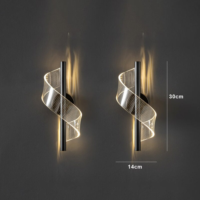 Moderni LED-seinävalaisin aaltoilevalla designilla ja säädettävillä valoväreillä