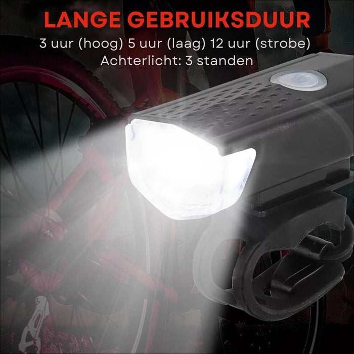 VoltBeam USB Fietslicht Set – Veiligheid en Gemak met Oplaadbare Batterijen