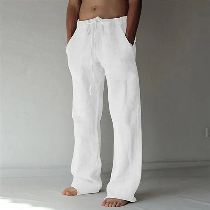Linnen Broek Heren met Baggy Pasvorm en Elastische Taille