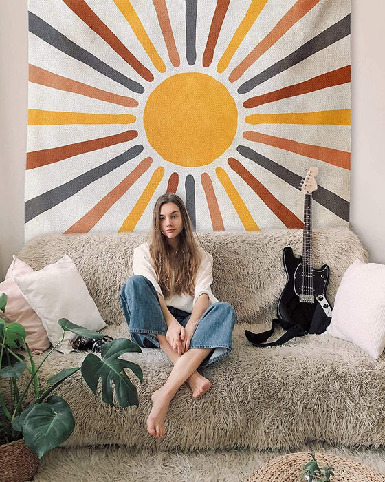 Boho-seinäkangas auringonsädekuviolla lämpimän tunnelman luomiseksi kotiin