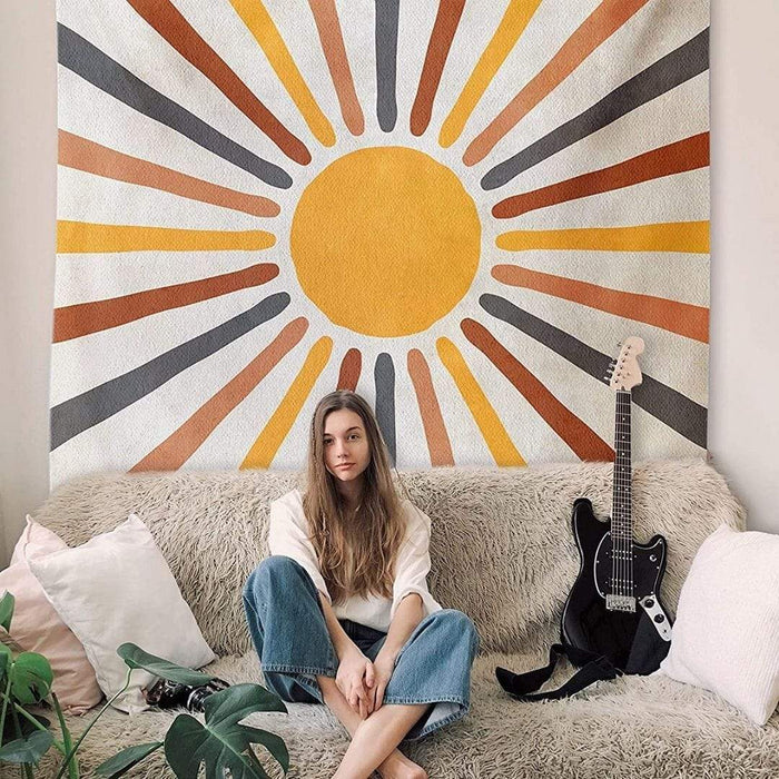 Boho-seinäkangas auringonsädekuviolla lämpimän tunnelman luomiseksi kotiin