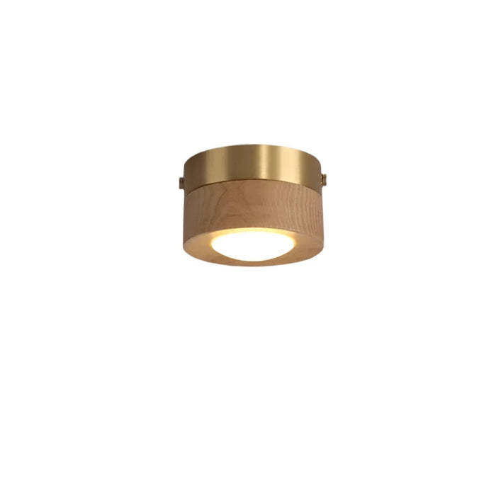 Houten LED-kattovalaisin pähkinäpuun sävyllä ja minimalistisella pyöreällä designilla