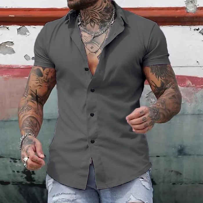 Miesten lyhythihainen kauluspaita modernilla slim fit -leikkauksella